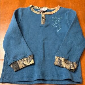 Kids Long Sleeve Shirt with Deer Embroidery